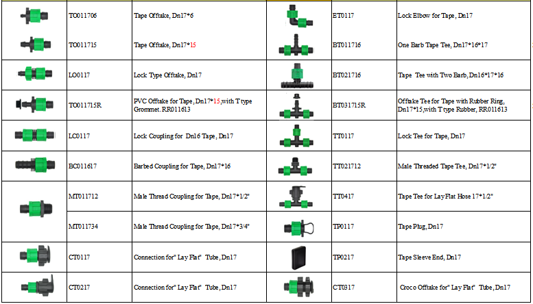 Lock Nut tape fittings for drip irrigation