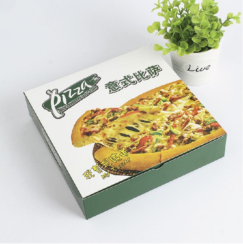 สนับสนุนการออกแบบที่กำหนดเองสีเขียวกล่องบรรจุภัณฑ์พิซซ่าขายส่งเพื่อขาย
