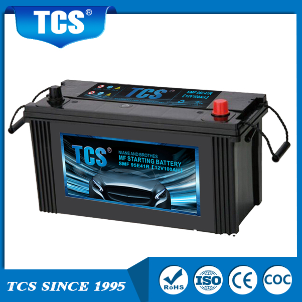 TCS ปิดผนึกบำรุงรักษาแบตเตอรี่รถยนต์ฟรี 95E41R แบตเตอรี่ตะกั่วกรด