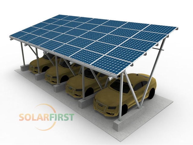 อลูมิเนียม Anodized Solar Carport ติดตั้งพื้นดินสำหรับพลังงานแสงอาทิตย์