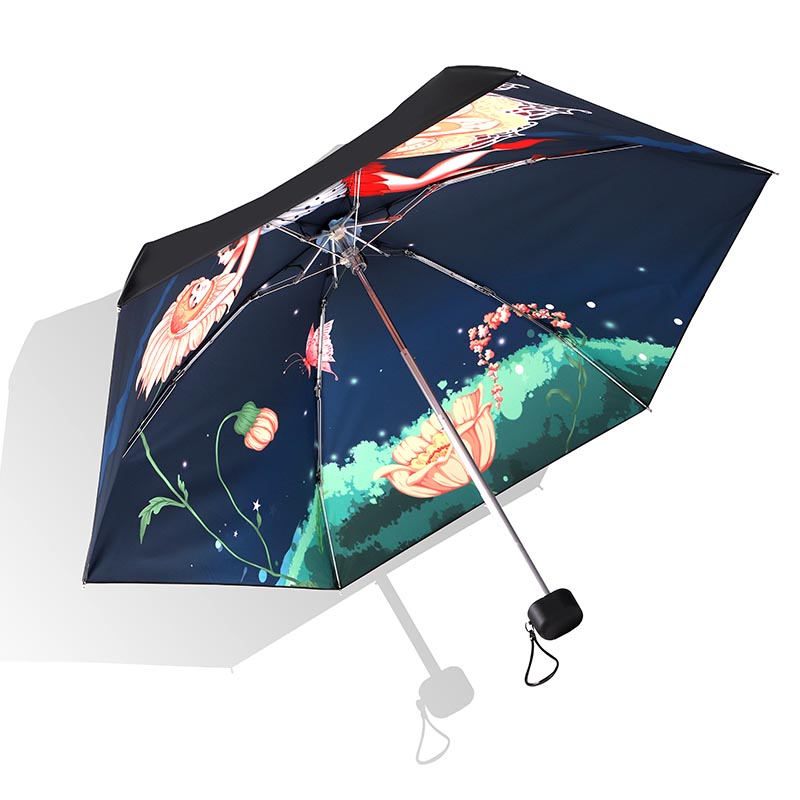 การ์ตูน Windproof พับร่มได้ทั่วพิมพ์ 6 แผง