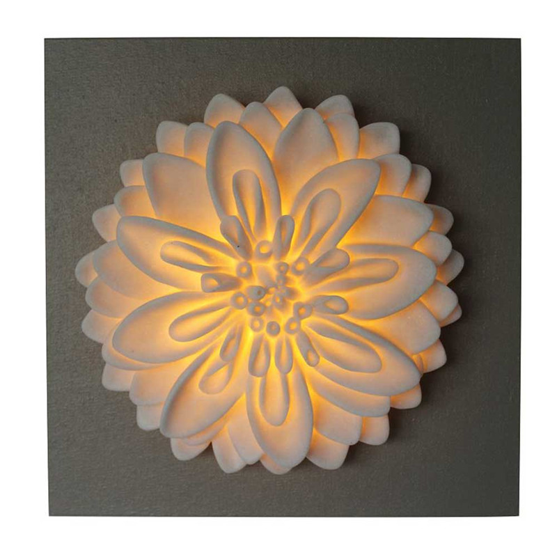 Wall Art Sandstone Flower MDF คราบจุลินทรีย์พร้อมไฟ LED