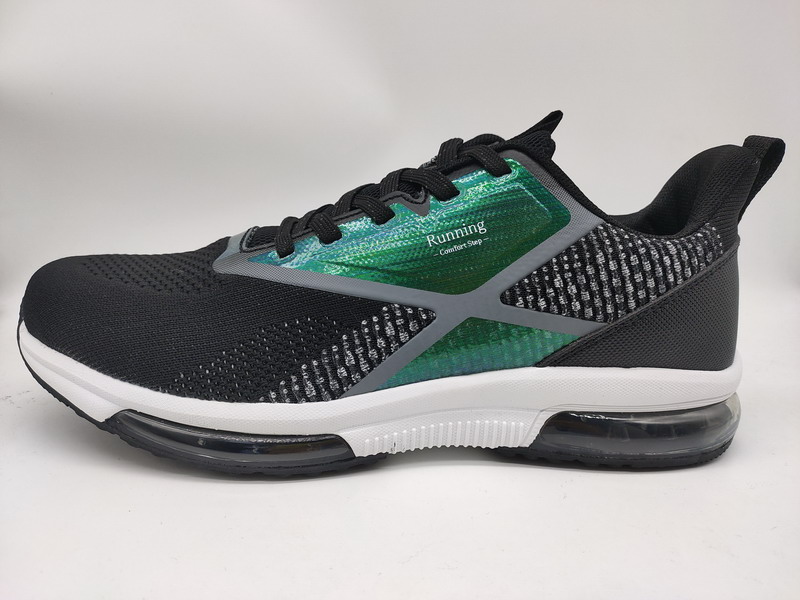 รองเท้าวิ่งราคาถูกดีไซน์ใหม่สีดำสำหรับผู้ชาย มาพร้อมอัปเปอร์ผ้าถักและพื้นรองเท้ารุ่น+TPR