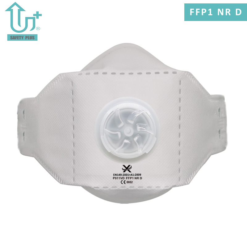 ผ้าฝ้ายแบบคงที่สองสี FFP1 Nr D คะแนนตัวกรองใบหน้าแบบพับได้ป้องกันความปลอดภัยหน้ากากกันฝุ่นช่วยหายใจ