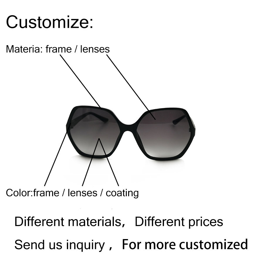 2023 แว่นกันแดดแฟชั่นขนาดใหญ่แว่นตากันแดดผู้หญิงคุณภาพสูงโลโก้ที่กำหนดเองแว่นตากันแดดความละเอียดสูง